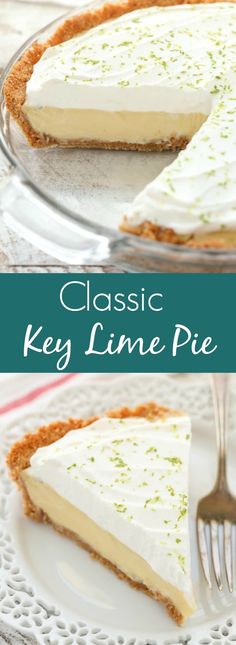 a slice of key lime pie on a plate with a fork