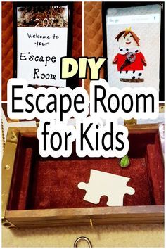 an open suitcase with the words diy escape room for kids