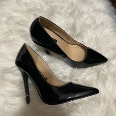 These Are Black Leather Pumps From Forever 21. Never Worn. Brand New. Small Heel And Comfortable. Forever 21 Elegant Black Heels, Elegant Black Forever 21 Heels, Forever 21 Black Heels For Spring, Forever 21 Elegant Pointed Toe Heels, Forever 21 Black Spring Heels, Black Leather Pumps, Forever 21 Shoes, Black Pumps, Leather Pumps