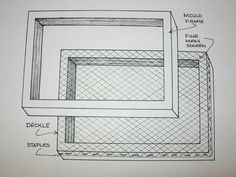 the diagram shows how to draw a window with wire mesh and wood trimmings