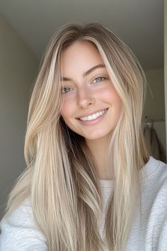 27 Chic Hairstyles for Thin Straight Hair You Need to Try in 2024 – CreativeBooster Straight Highlighted Hair, Dirty Blonde Hair Straight, Hair Sandy Blonde, Scattered Highlights, Sandy Blonde Highlights, Wispy Layers, Blonde Straight Hair, Sandy Hair