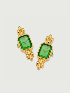 Drop Emerald Green Watch Earrings Emerald Watch, Rectangular Face, Vintage Inspired Earrings, Emerald Green Earrings, Green Watch, Luxury Jewelry Brands, Earrings Elegant, Ring Pendant Necklace, Earring Crafts