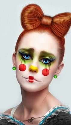 Unique Halloween Makeup, Hair Earrings, Clown Illustration, Clown Faces