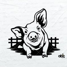 a pig is standing in front of a fence