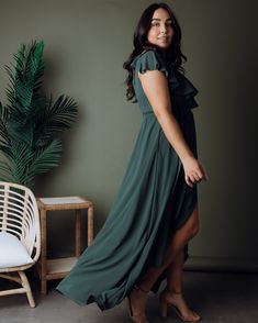 Your favorite holiday color in another gorgeous style, plus it's a part of our 'Sale on Sale'! ❤️ The Katya Maxi Dress | Evergreen looks good on everyone and comes in XS - XXXL. Discount is automatically applied at checkout. Get it before it's gone! Green Chiffon Dress With Ruffles, Green Chiffon Dress With Ruffles For Garden Party, Green Ruffled Maxi Dress For Date Night, Green Chiffon Maxi Dress For Date Night, Chic Green Chiffon Dress With Ruffles, Spring Chiffon Wrap Maxi Dress, Green Chiffon Dresses With Ruffle Hem, Ruffled Wrap Dress For Party, Flowy Bridesmaid Wrap Dress With Surplice Neckline