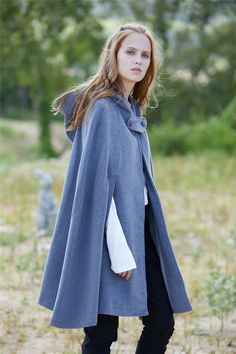 Maxi Hooded Wool Coat Cloak (8 Colors) – Linennaive Red Hooded Coat, Wool Cloak, Hooded Wool Coat, Gray Wool Coat, Cashmere Cape, Hooded Cape, Wool Poncho, Wool Cape, Hooded Cloak