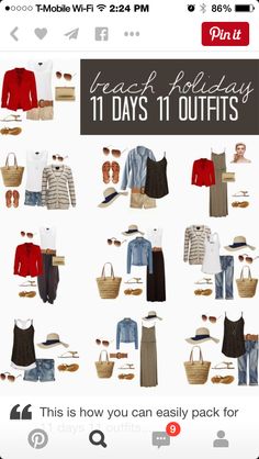 a bunch of clothes and hats with the words teach holiday 11 days to outfits