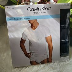 Calvin Klein 100%Cotton Mens Classic Fit Pack T-Shirt V Neck Size:Large Color:Black Brand New Classic Calvin Klein Crew Neck Top, Classic Calvin Klein Short Sleeve T-shirt, Classic Calvin Klein Cotton Tops, Calvin Klein Black, Calvin Klein, The 100, Mens Shirts, Man Shop, V Neck