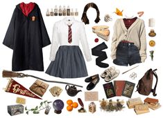 an assortment of harry potter costume and accessories