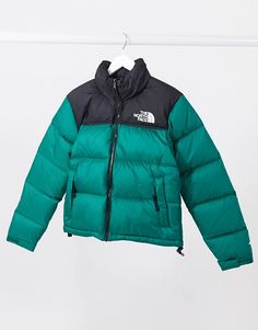 Northface Retro Nuptse, Green North Face Puffer, North Face Aesthetic, Black North Face Puffer, 1996 Nuptse Jacket, Doudoune The North Face, Womens Spring Coat