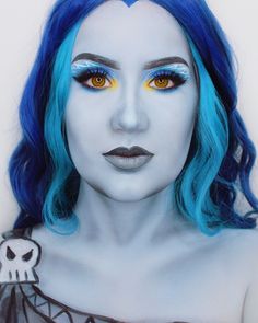 Female Hades Makeup, Hades Cosplay Female, Hades Halloween Costume Female, Hades Costume Female, Blue Hair Halloween Costumes Ideas