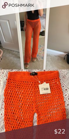 NWT Orange crochet pants Misguided orange crochet pants My height 5’3 ~ good for taller people or worn with platform sandals New w tag Size small Missguided Pants & Jumpsuits Orange Crochet, Crochet Pants, Tall People, Platform Sandals, Orange Color, Pants For Women, Orange