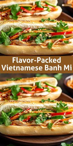 two pictures of vietnamese banh mien sandwiches