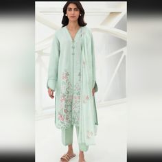 Beautifully Embroidered Light Green Kurta Shalwar Pista Green Embroidered Lawn Suit For Spring, Pista Green Chikankari Embroidered Summer Dress, Pista Green Chikankari Embroidery Summer Dresses, Embroidered Pista Green Lawn Suit For Spring, Pista Green Summer Dress With Chikankari Embroidery, Spring Pista Green Embroidered Lawn Suit, Spring Embroidered Pista Green Lawn Suit, Spring Pista Green Salwar Kameez, Spring Green Lawn Suit With Floral Embroidery