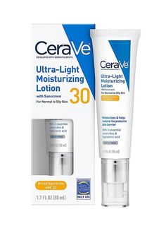 CeraVe Ultra Light Moisturizing Lotion SPF 30 Amazon Self Care, Cerave Products, Skin Care Routine 40s, Cerave Moisturizing Lotion, Lotion With Spf, Cerave Skincare, Cerave Moisturizing Cream, Light Moisturizer, Perfect Skin Care Routine