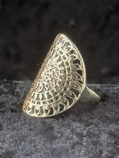 "15% off Holidays Sale Classic vintage 925 Sterling Silver, Gold Plated Mandala ring.  Excellent pre-owned condition. Size 10 (US) Vintage Boho style, fine silver jewelry. Thank You, Kevin Have a look a more of our high quality Bohemian style jewelry. Tap \"Seller's other items.\"" Mandala Ring, Vintage Boho Style, Mandala Boho, Bohemian Style Jewelry, Vintage Boho Fashion, Fine Silver Jewelry, Retail Stores, Boho Ring, Boho Stil