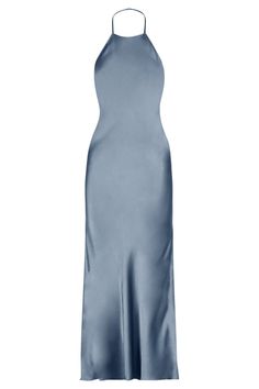 La Lune Low Back Halter Neck Midi Dress | Blue Smoke | Dresses | Shona Joy – Shona Joy International Halter Neck Midi Dress, Satin Halter Dress, Blue Halter Dress, Midi Dress Blue, Blue Silk Dress, Shona Joy, Halter Midi Dress, Maid Dress, Grad Dresses