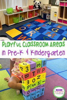 there is a child playing with blocks on the floor and in front of them are toys