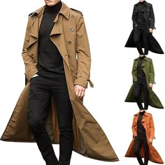 Product Description * Item:men coat * Condition: 100% Brand New * Color:khaki，green，black，orange * Size:Asian S-2XL * Package:1pc coat (without any accessories ）    Please note: 1.Please allow a little error due to manual measurement. 2.The color maybe a little difference because of the light,screen reflection etc. 3.If you are not sure what size to choose, you can tell us your height and weight, we will recommend the right size for you. Shipping 1. We ship to your PAYPAL ADDRESS by default. Ple Casual Trench Coat, Long Outerwear, Long Coat Men, Mens Overcoat, Men's Trench Coat, Long Overcoat, Vintage Man, Long Coat Jacket, Clothing Reference