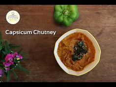 capsicum chutney on a wooden table with flowers