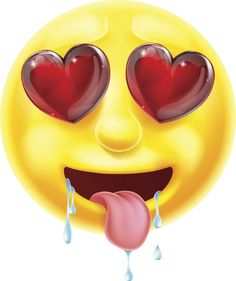 an emoticive smiley face with hearts on it's eyes and tongue sticking out