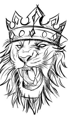 a lion wearing a crown with its mouth open