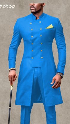 African Men Clothing 2 Pieces Long Jacket And pants Formal Suit African Men Fashion Outfit | African dresses men, African men fashion, African suit African Wear Styles For Men, African Attire For Men, African Dresses Men, African Shirts For Men