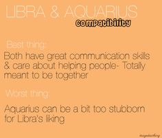 an orange background with the words, libra and aquarius compatify