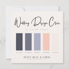 a card with the words, wedding design guide and colors in black ink on it