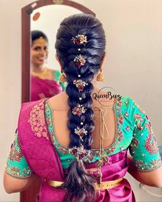 Indian Hairstyles For Saree, Wedding Reception Hairstyles, Loop Braid, South Indian Wedding Hairstyles, Hairstyle Indian