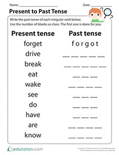 the past tense worksheet for children to practice their english speaking and writing skills