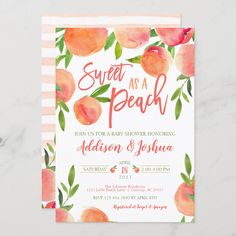 the sweet as a peach baby shower card