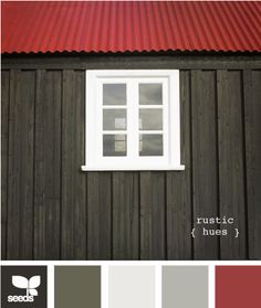 an image of a house with red roof and white window