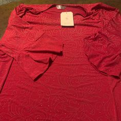 Women's Plus Size 2x Red Blouse Top Embellished Nwt By Sjs Loc-26 Red Embellished Fitted Tops, Embellished Red Long Sleeve Top, Spring Embellished Red Tops, Red Embellished Tops For Spring, Embellished Red Tops For Spring, Red Blouse, Red Blouses, Blouse Top, Top Blouse