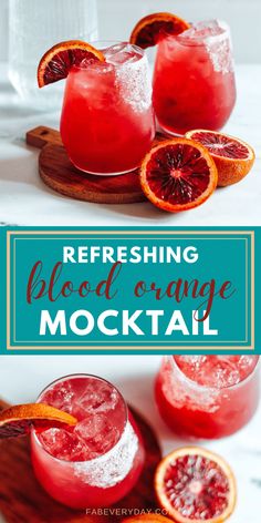 refreshing blood orange mocko cocktail with ice and garnish