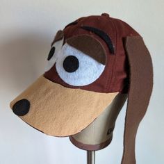 a hat made to look like a dog's head