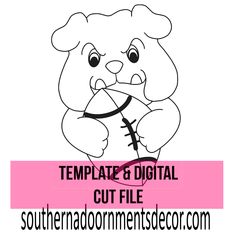 an image of a cartoon bear holding a fish in its mouth with the words template and digital cut file