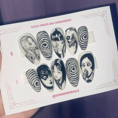 junji ito, tomie, espiral, yuuko, uzumaki, fuchi Tomie Junji Ito Nails, Uzumaki Nails, Junji Ito Uzumaki, Junji Ito Tomie, Art Help