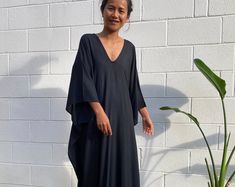 Off the Shoulder Dress, Black Kaftan Dress, Beach Kaftan, Maxi Dress, Boho Dress, Black Long Dress, Plus Size Dress, Maternity Dress, Caftan - Etsy Chic Black V-neck Kaftan, Black Spring Kaftan For Evening Wear, Black Flowy Maxi-length Kaftan, Flowy Black Maxi Length Kaftan, Black Bohemian Maxi Dress For Evening, Black Spring Evening Kaftan, Black Bohemian Evening Maxi Dress, Chic Black Evening Kaftan, Black Long Dress Kaftan For Beach