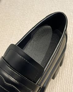 Black Loafer-Style Platform Shoes | Jisung - Stray Kids 37 Workwear Slip-ons With Brogue Detailing And Round Toe, Black Flat Heel Dress Shoes For Spring, Black Dress Shoes With Flat Heel For Spring, Black Round Toe Dress Shoes For Spring, Office Slip-ons With Brogue Detailing And Round Toe, Spring Black Pointed Toe Dress Shoes, Black Office Slip-ons For Spring, Black Slip-on Oxfords With Pointed Toe, Black Synthetic Platform Loafers For Spring