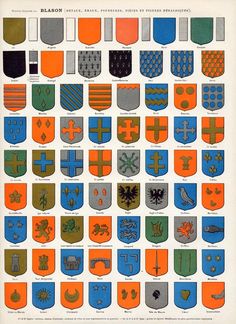 the coat of arms and insignias of different countries, from an old book by person