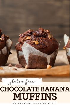 gluten free chocolate banana muffins with text overlay