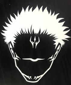 the silhouette of an anime character with white hair and spikes on it's head