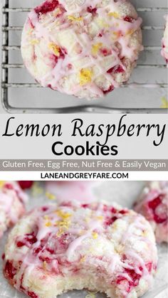 lemon raspberry cookies on a cooling rack