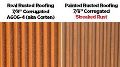 two different types of corrugated roofing are shown