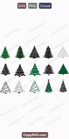 the christmas tree applique is shown in black and white, with different colors