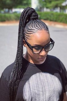 Cornrow Ponytail Lines Hairstyles, Cornrow Ponytail Styles, Amazing Braids, Feed In Braids Ponytail, Cornrow Ponytail, Braids Pictures, 2 Braids, Braids Hairstyles Pictures