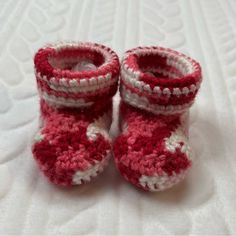 Handmade Crochet Baby Shoes Size: New Born (3.5 In X 2.5 In) Material: 100% Acrylic Color: Pink/Red/White Each Pair Is Handmade - Size My Vary A Bit Per Pair Made In A Pet Free And Smoke Free Home! Cleaning Recommendation: Gentle Hand Wash Or Clean With A Damp Cloth For Spot Cleaning. Machine Wash On Delicate. Air Dry To Avoid Loose Threads. Restuff With Tittle Paper To Maintain Shape. Please View Closet For Any Current Bundle Offers! Baby Boy Slippers, Dinosaur Slippers, Monster Slippers, Unicorn Slippers, Bear Slippers, Bunny Slippers, Pink Dinosaur, Booties Shoes, Baby Shoe Sizes