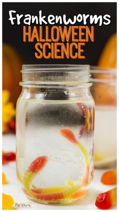 halloween science in a jar with candy