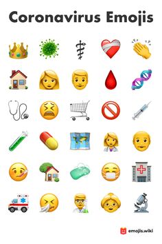 an image of various emojs with the words coronarius emojis on them